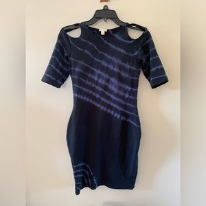 Wild Pearl tie dye dress with cut-out shoulders